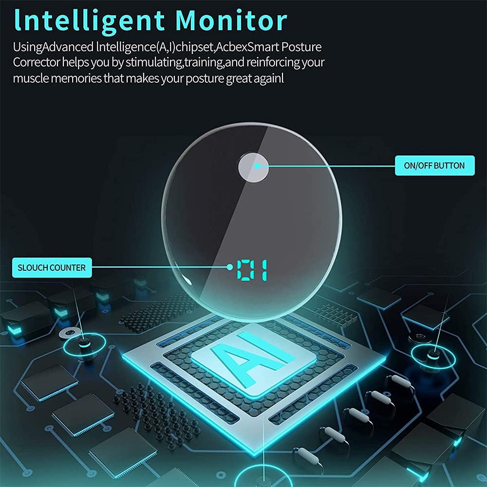 Correcteur de Posture Dorsale Ajustable Invisible Intelligent avec Rappel par Vibration