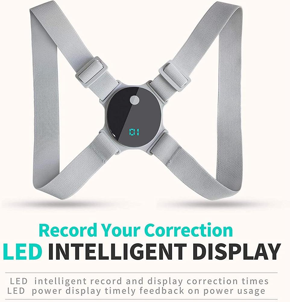 Correcteur de Posture Dorsale Ajustable Invisible Intelligent avec Rappel par Vibration